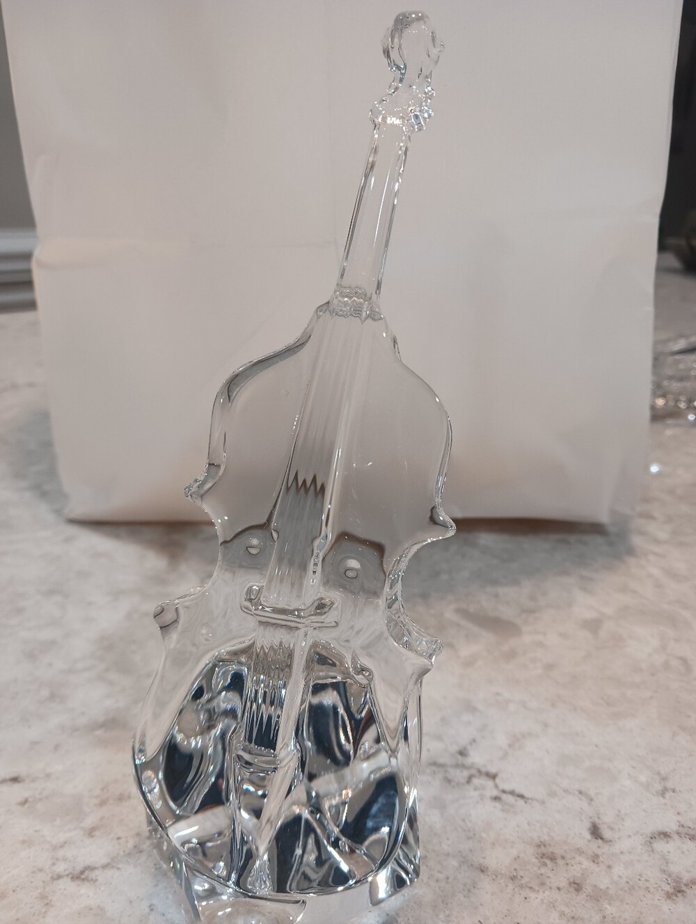 Clear Glass Violin Sculpture - Home Art Decorative Accent